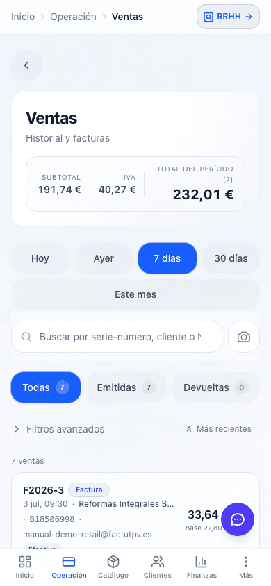 Ventas en móvil