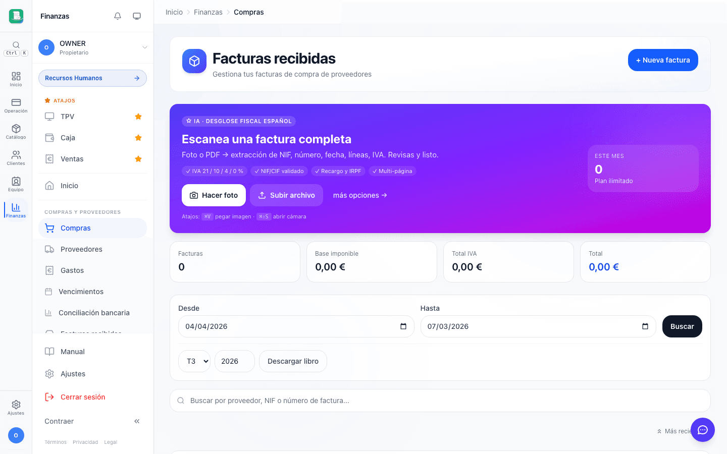 Registro de compras a proveedores