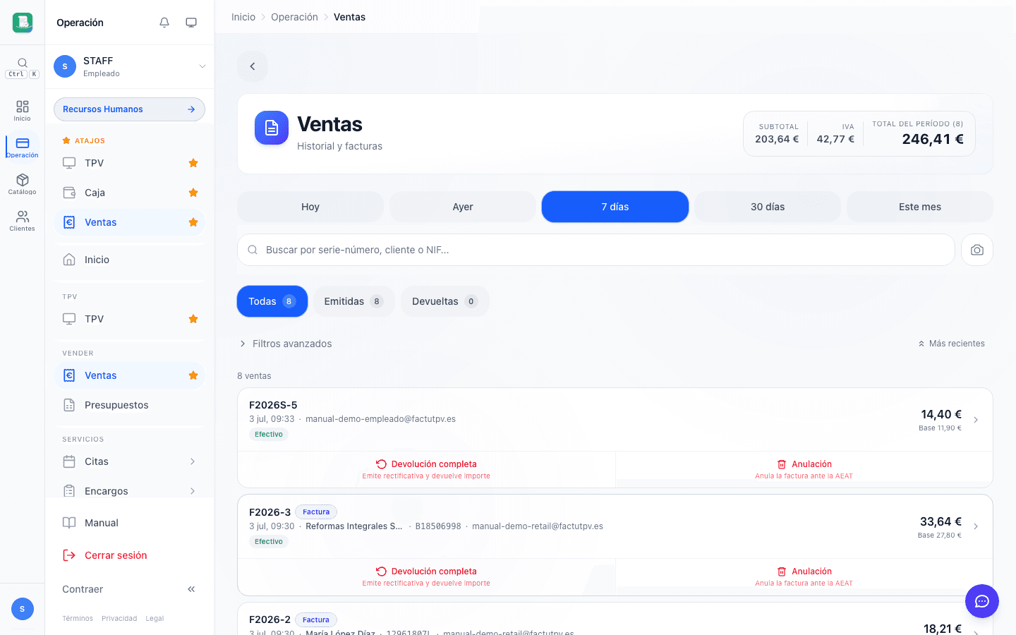 7. Consultar ventas