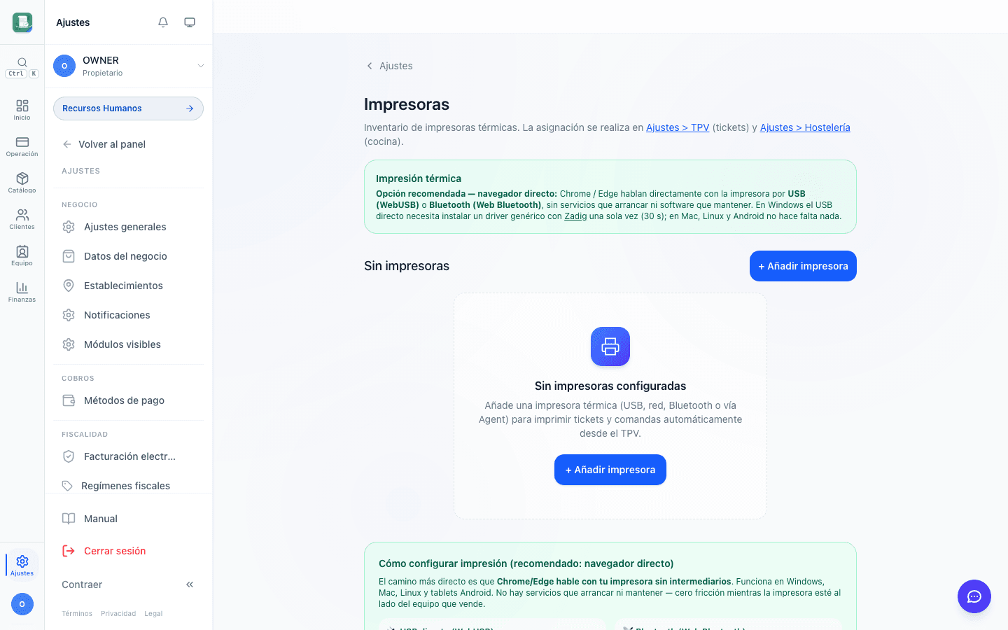 Configuración de impresora de cocina en FactuTPV Hostelería